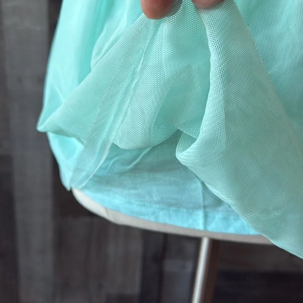 Zara Girls turquoise skirt size 12 flowy tulle softgirl feminine balletcore